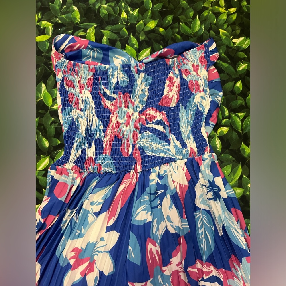 Orange Floral Tube Jumpsuit Great Quality Flare Bottoms - Picture 6 of 7
